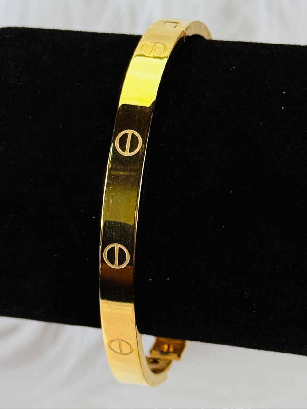 Goldtone Love Hinged Bangle Bracelet